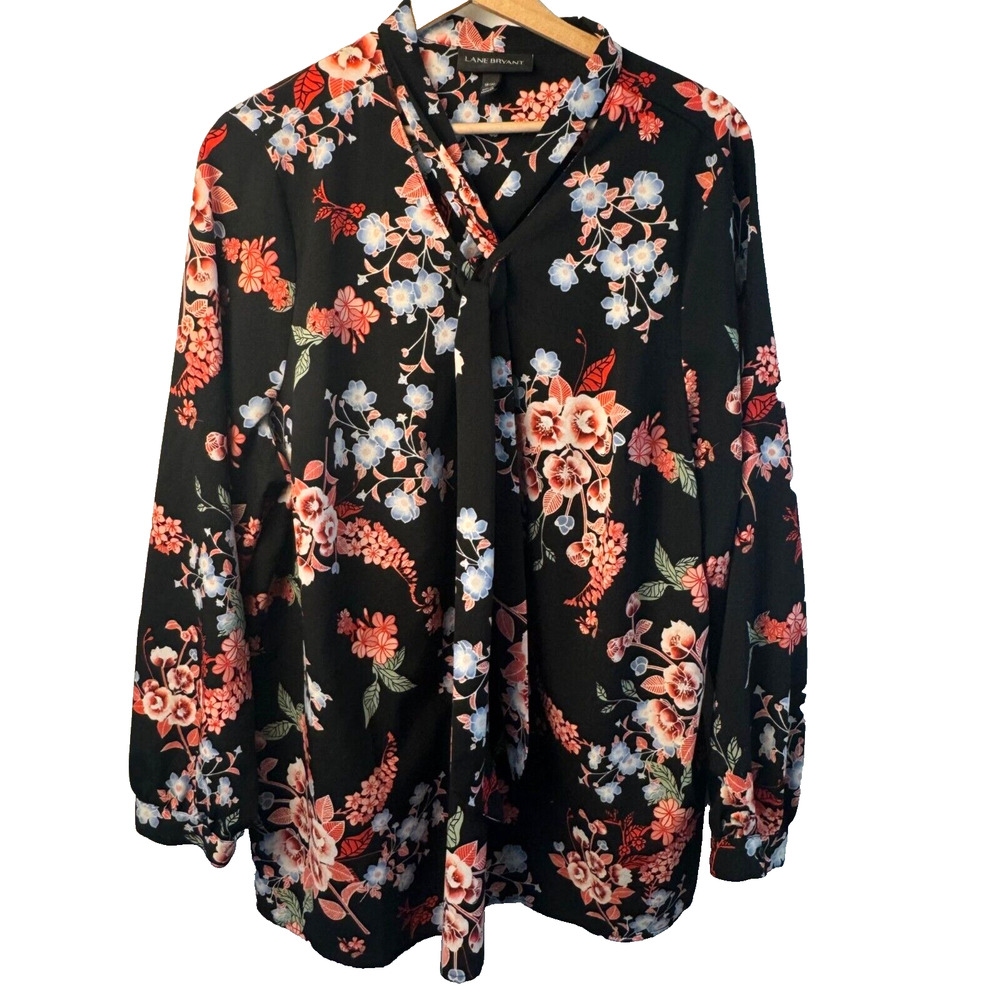 Lane Bryant Long Sleeve Floral Tie Front Top Size 18/20